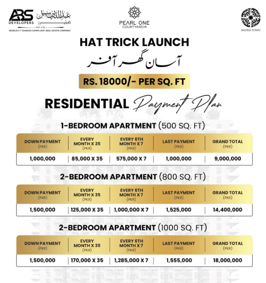 Pearl One Courtyard Payment Plan